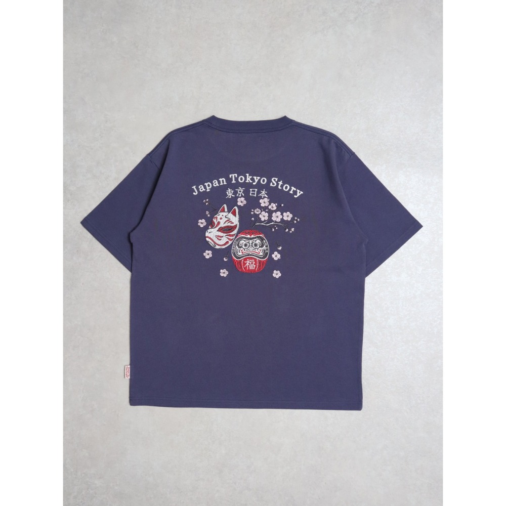 《全新現貨正品》日本POWER TO THE PEOPLE-達摩和狐狸面具刺繡短袖T恤-男女適用-細節圖9