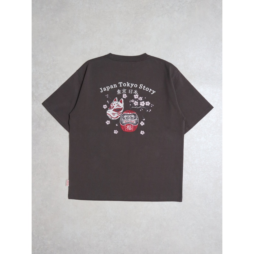 《全新現貨正品》日本POWER TO THE PEOPLE-達摩和狐狸面具刺繡短袖T恤-男女適用-規格圖9