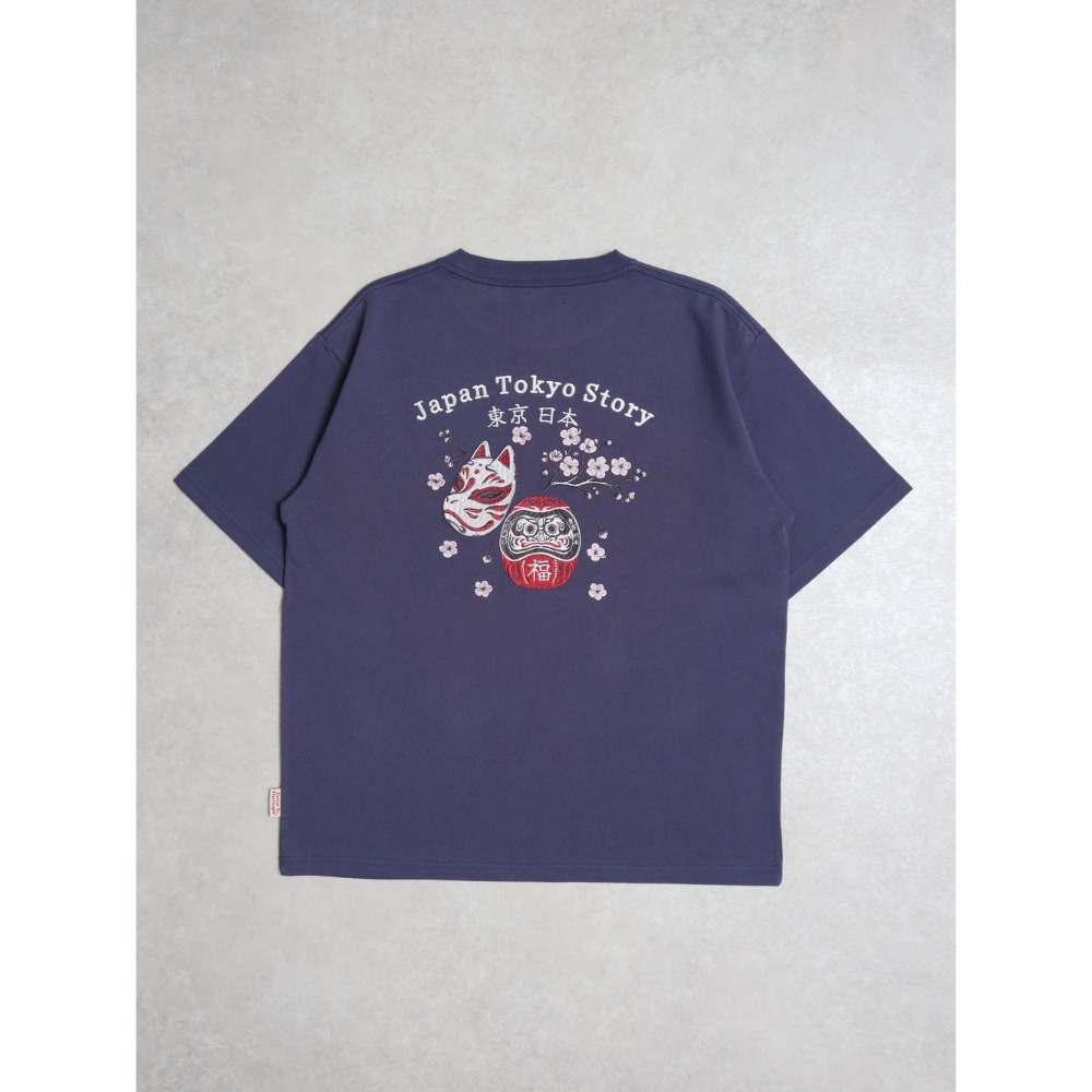 《全新現貨正品》日本POWER TO THE PEOPLE-達摩和狐狸面具刺繡短袖T恤-男女適用-規格圖9