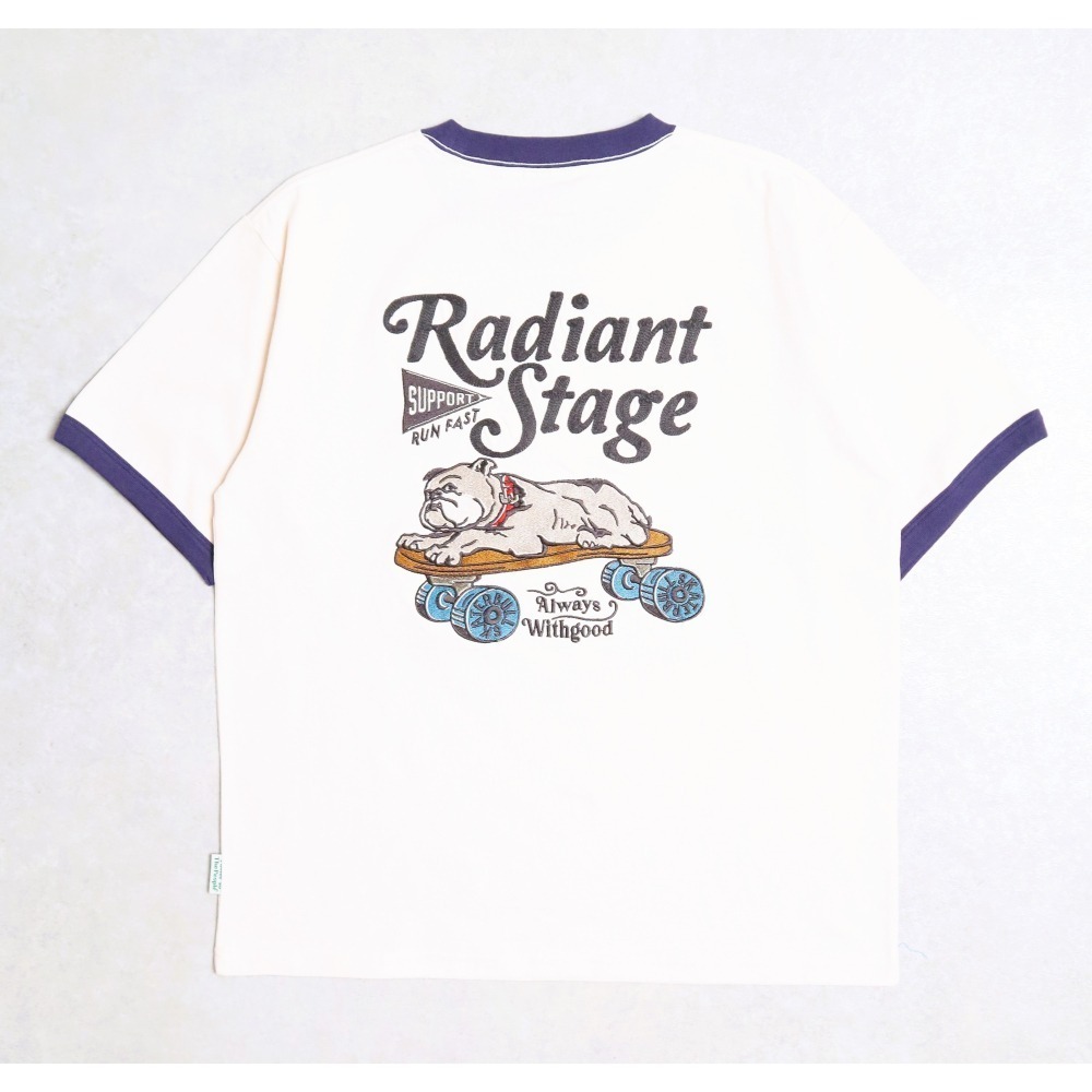 《全新現貨正品》日本POWER TO THE PEOPLE-溜滑板的鬥牛犬刺繡短袖T恤-男女適用-細節圖3