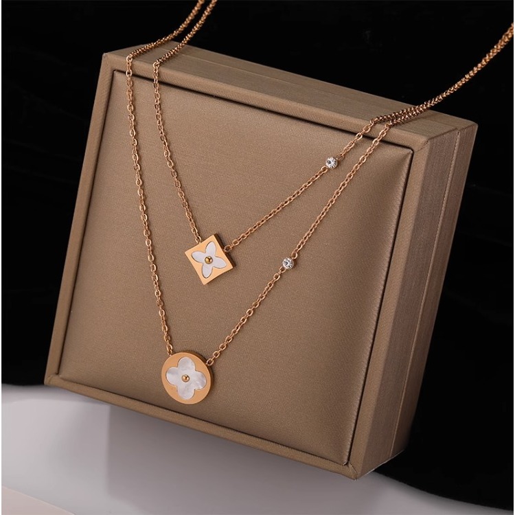 真金電鍍鈦鋼項鏈夏季女字母LOVE鎖骨鏈小蠻腰輕奢小眾不掉色百搭-細節圖2