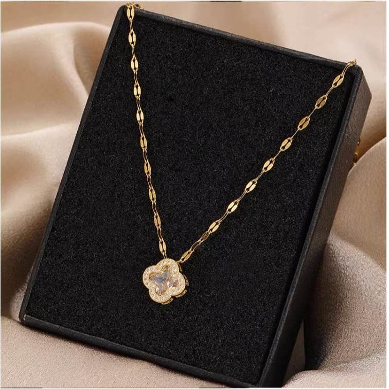 真金電鍍鈦鋼項鏈夏季女字母LOVE鎖骨鏈小蠻腰輕奢小眾不掉色百搭-細節圖5