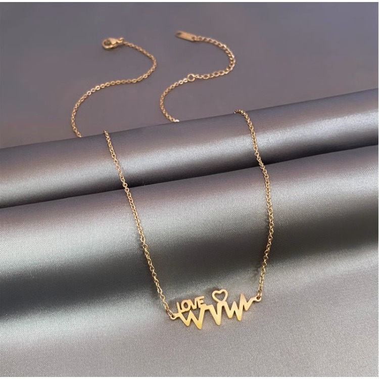 真金電鍍鈦鋼項鏈夏季女字母LOVE鎖骨鏈小蠻腰輕奢小眾不掉色百搭-細節圖6