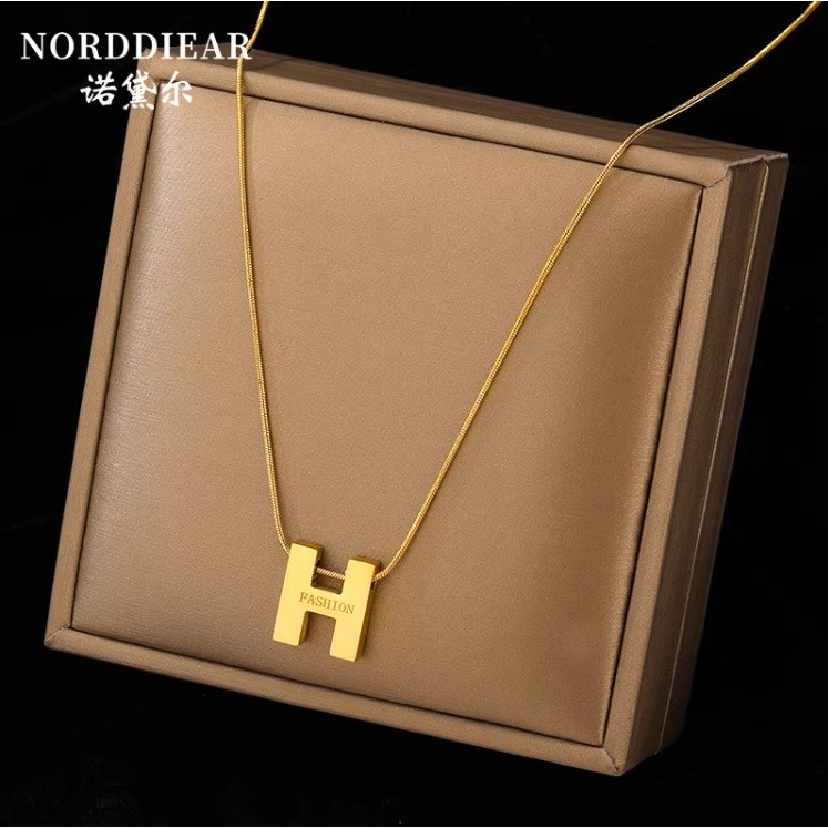 真金電鍍鈦鋼項鏈夏季女字母LOVE鎖骨鏈小蠻腰輕奢小眾不掉色百搭-細節圖7