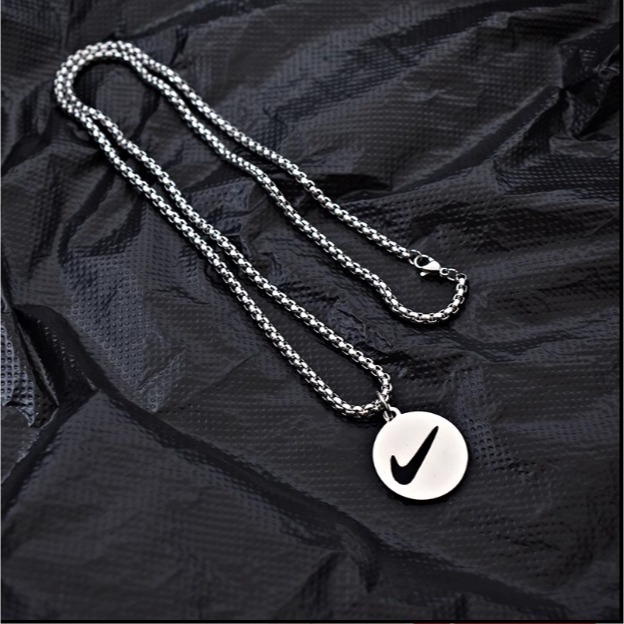 鈦鋼不掉色雙圓環項鏈男女潮街頭嘻哈戒指吊墜百搭簡約配飾毛衣鏈-細節圖5