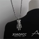 鈦鋼不掉色雙圓環項鏈男女潮街頭嘻哈戒指吊墜百搭簡約配飾毛衣鏈-規格圖10