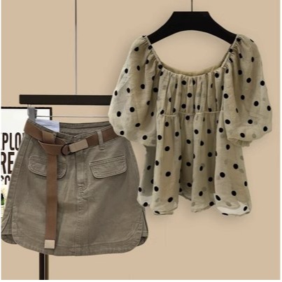 韓劇別致休閒套裝女夏季2023新款白色小個子襯衫牛仔短褲裙兩件套-細節圖7