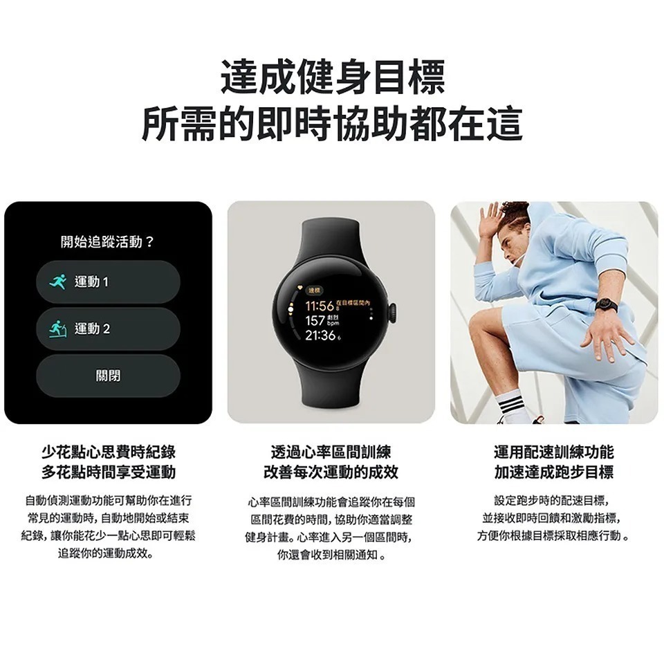 Google Pixel Watch 2 BT+LTE版 霧黑色鋁製錶殼/曜石黑運動錶帶-細節圖3