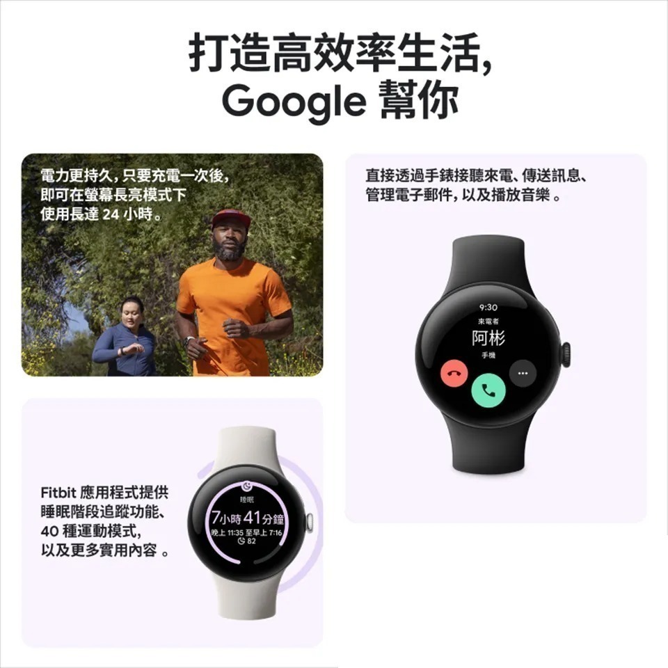 Google Pixel Watch 2 BT+LTE版 霧黑色鋁製錶殼/曜石黑運動錶帶-細節圖4