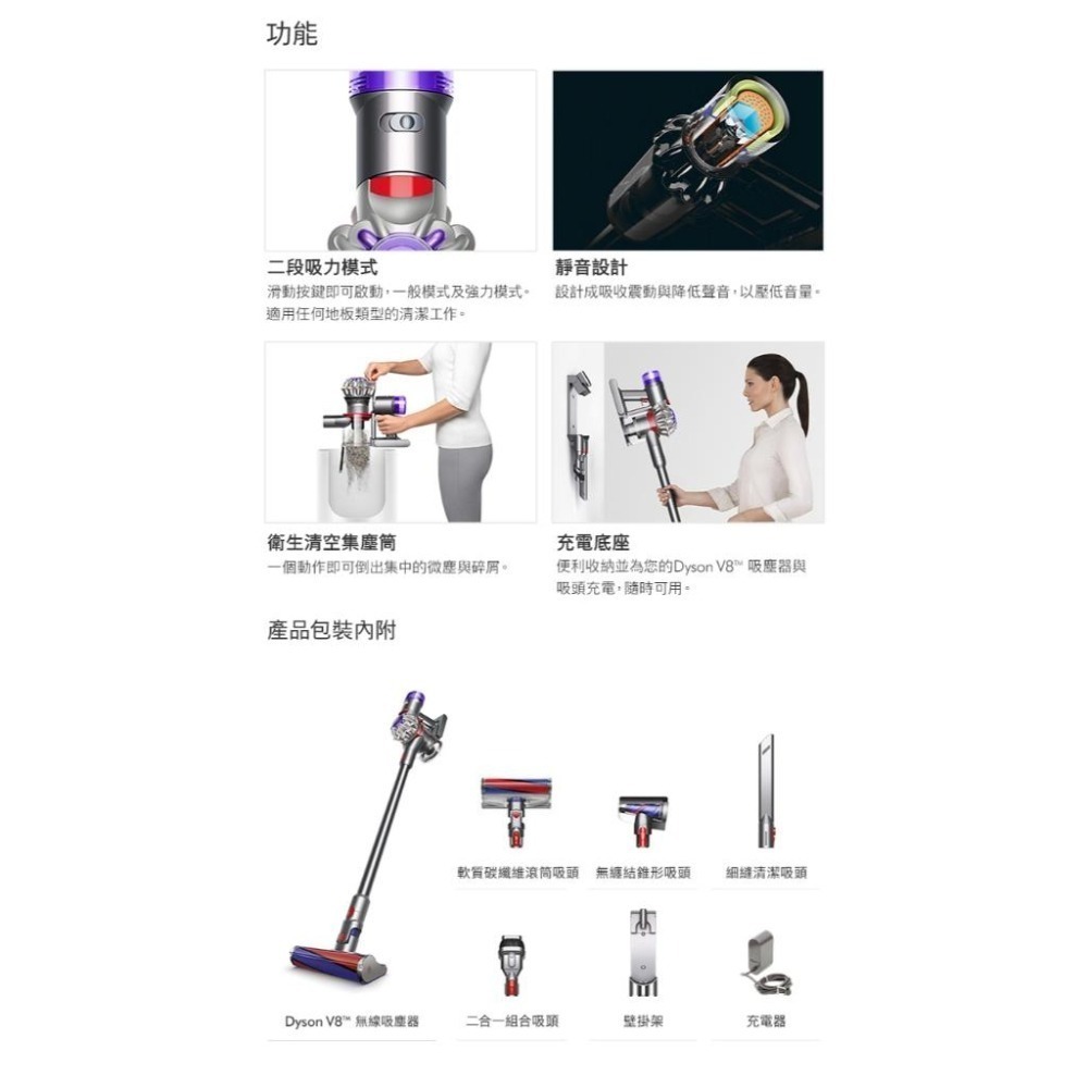 戴森Dyson V8 SV25 新一代無線吸塵器(全新升級版)公司貨-細節圖2