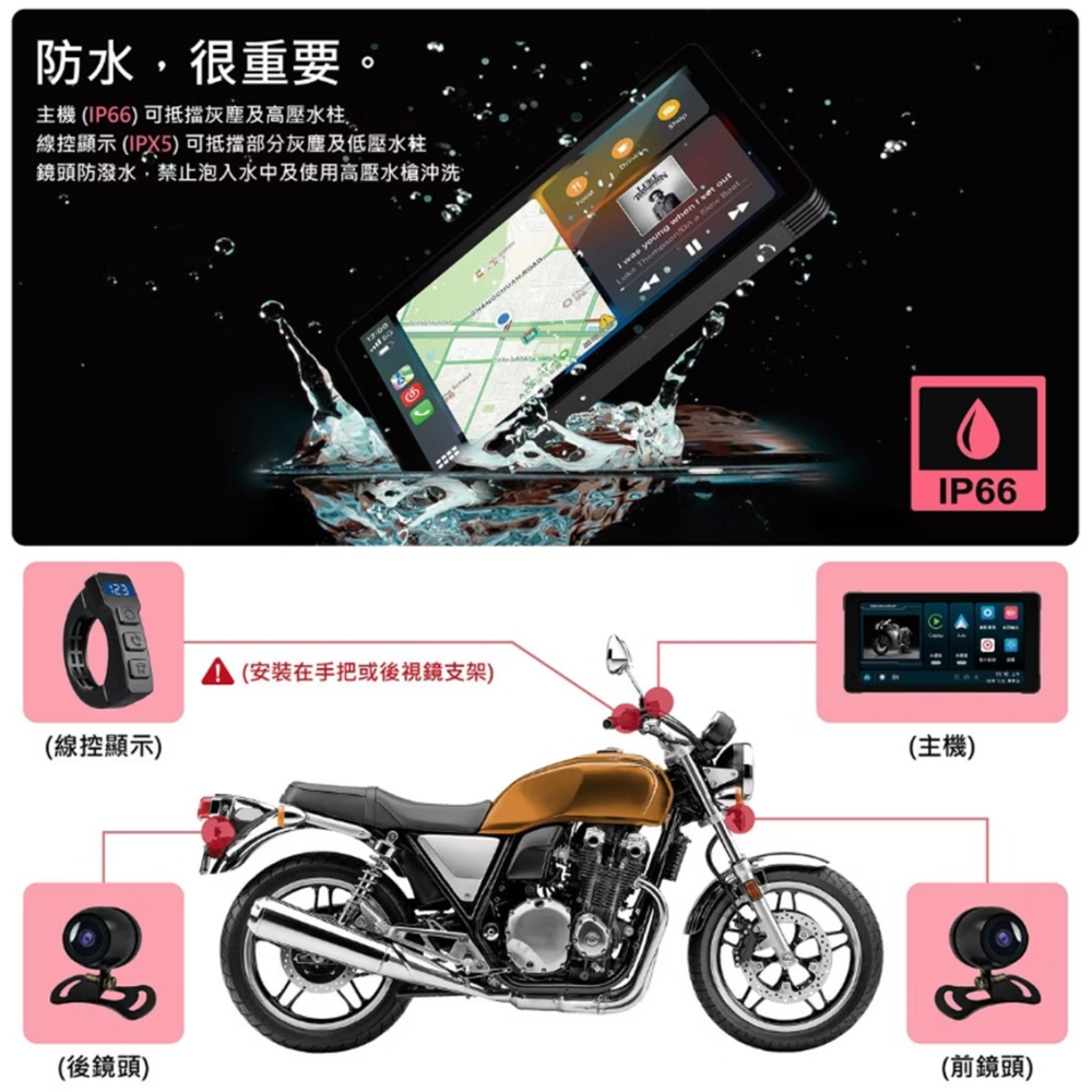 DS馭速動能-BK1 摩托車 CarPlay 雙鏡頭 行車紀錄器 1080P 防水IP66 機車用 贈32G記憶卡-細節圖6