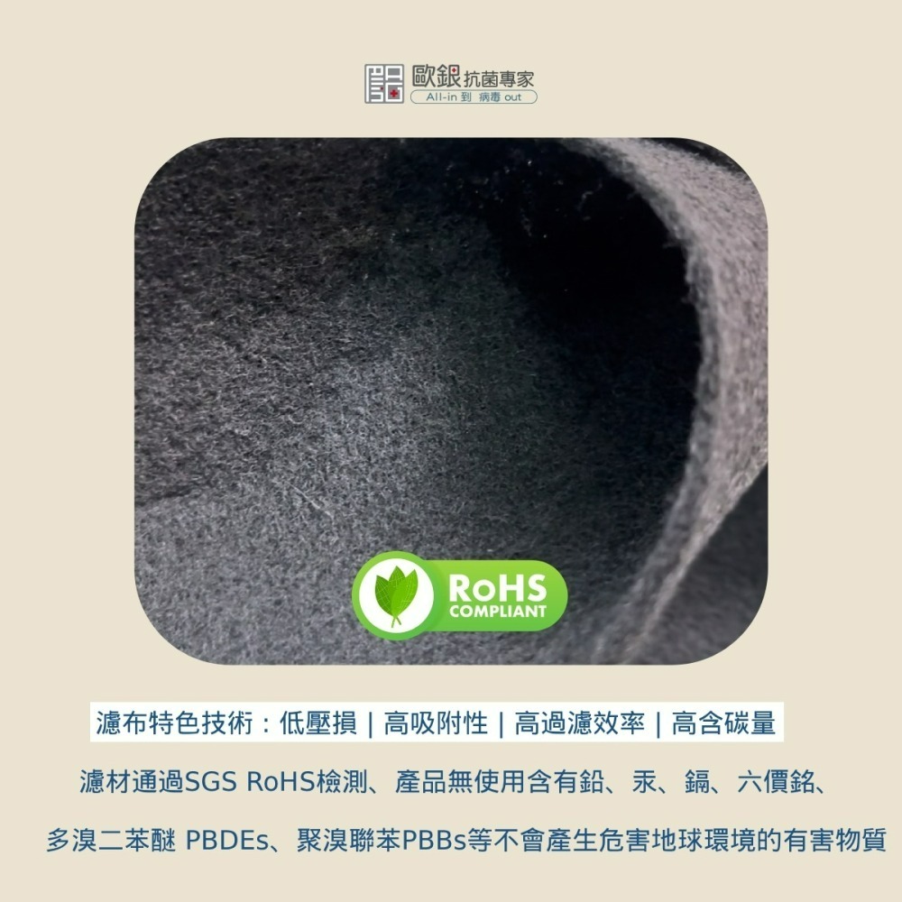 銀離子抗菌活性碳濾布 銀離子 抗菌 活性碳 空氣濾網 除臭 集塵 抗敏 濾布【歐銀抗菌專家】-細節圖2