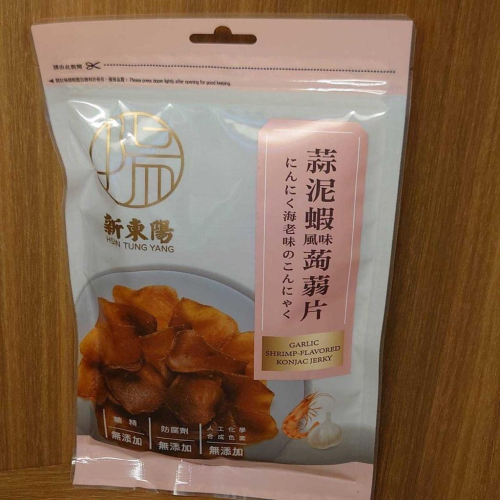 蒜泥蝦風味蒟蒻片【新東陽】：100g/袋