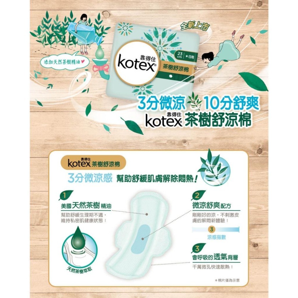 ◆現貨 附發票◆ Kotex 靠得住 茶樹舒涼棉 日用 夜用 護墊 衛生棉 日用 夜用銅 銅版購-細節圖7