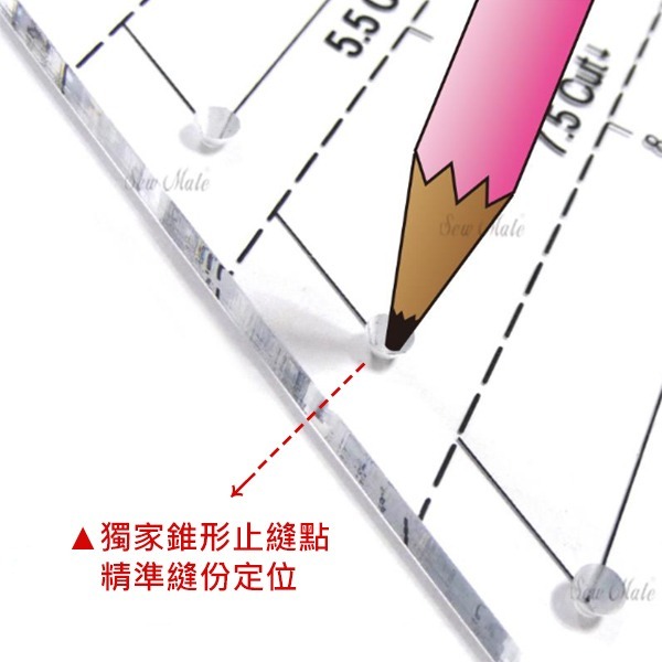 Sew Mate 六角形拼布尺(2-14cm) MHEX14|專為祖母花園圖案設計之製圖與切割尺|內建7種六角形尺寸-細節圖7