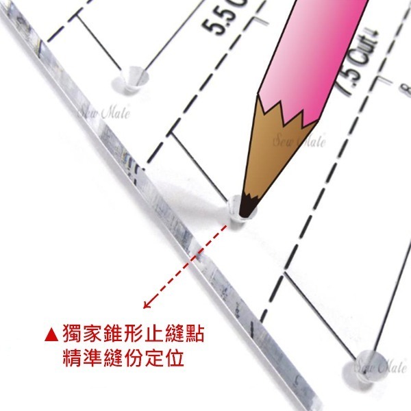 Sew Mate 45度拼布鑽石尺(2-10cm) MD4510 ★造型尺★製圖切割尺★檸檬星★八角星-細節圖7