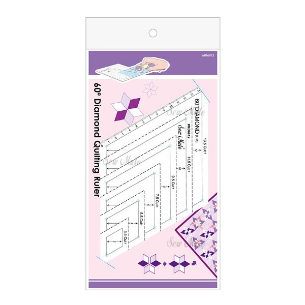 Sew Mate 60度拼布鑽石尺(2-12cm) MD6012 ★六角星★製圖切割尺★造型尺★拼布★Diamond-細節圖4