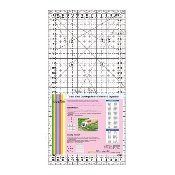 Sew Mate 拼布定規尺-16x32cm M1632-BK★拼布尺★裁尺★切割尺★拼布★Quilting Ruler-細節圖2