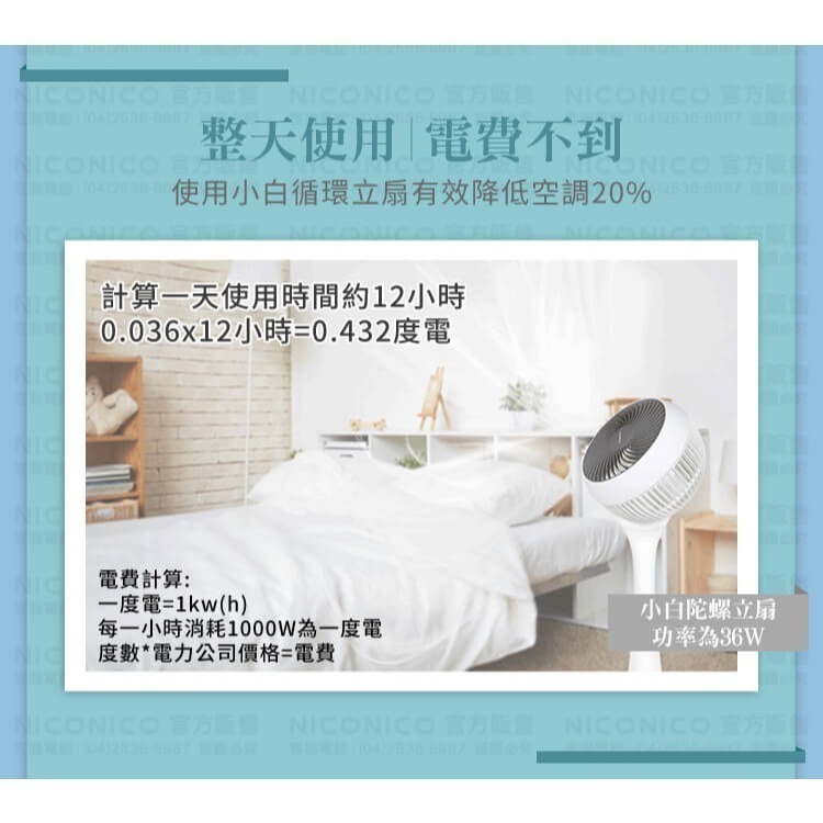 NICONICO 小白循環扇 NI-GS902-細節圖6