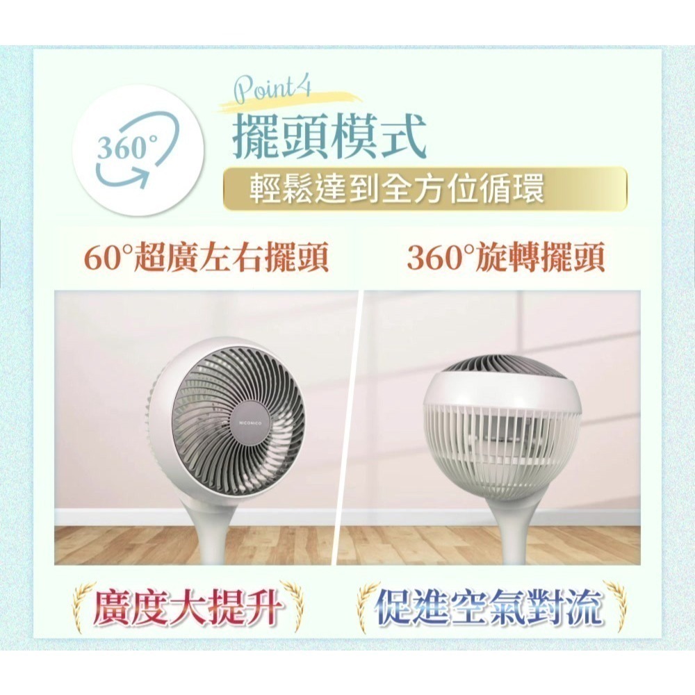 【限時購】NICONICO 小白循環立扇-二代遙控版 NI-GS1120-細節圖3
