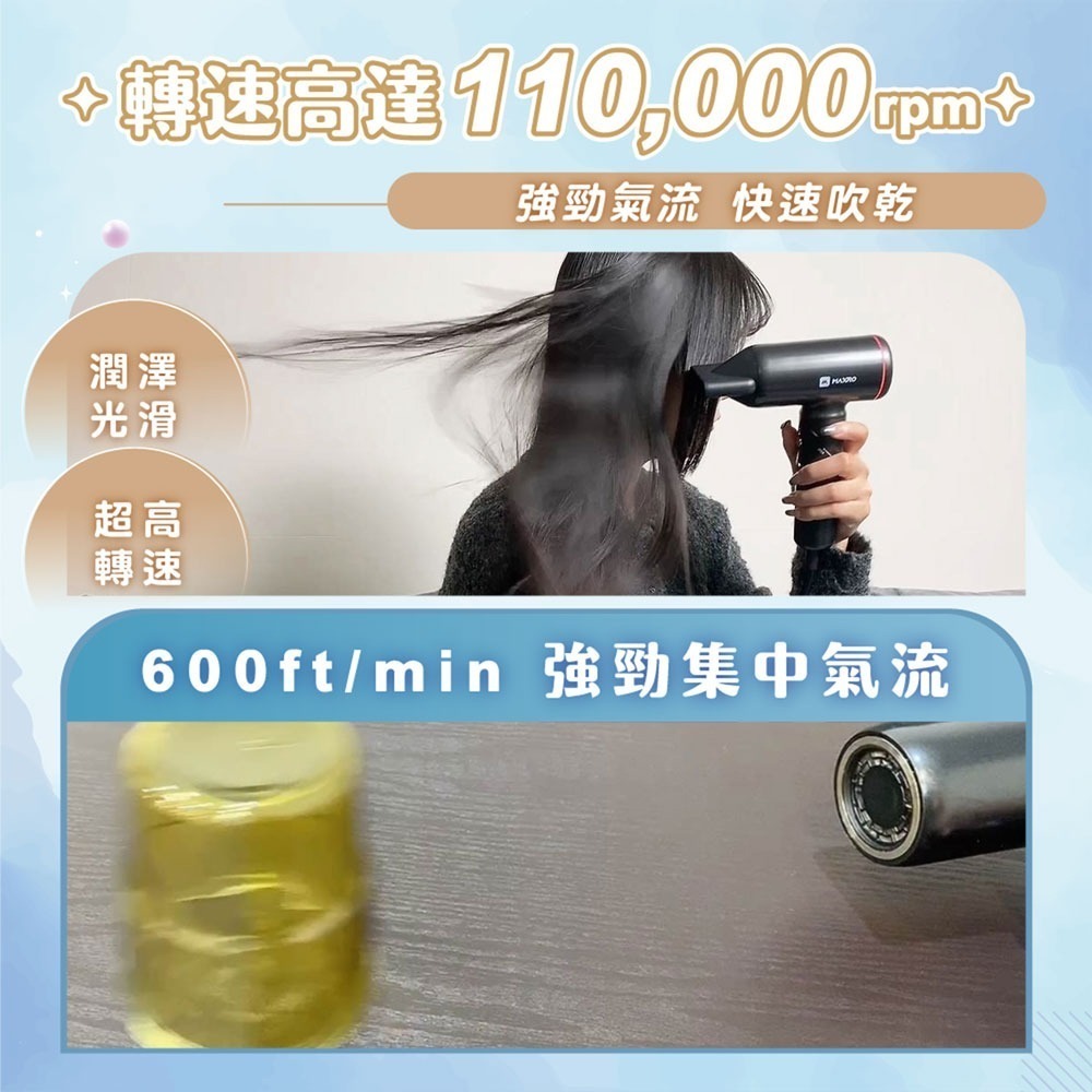 【MAXRO】雙電壓摺疊高速吹風機(閃銀灰/深邃黑) MX-HD1001-細節圖9