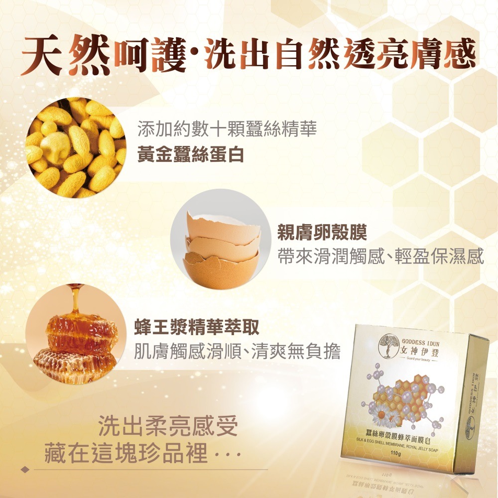 【女神伊登】蠶絲卵殼膜蜂萃面膜皂x5顆-細節圖3