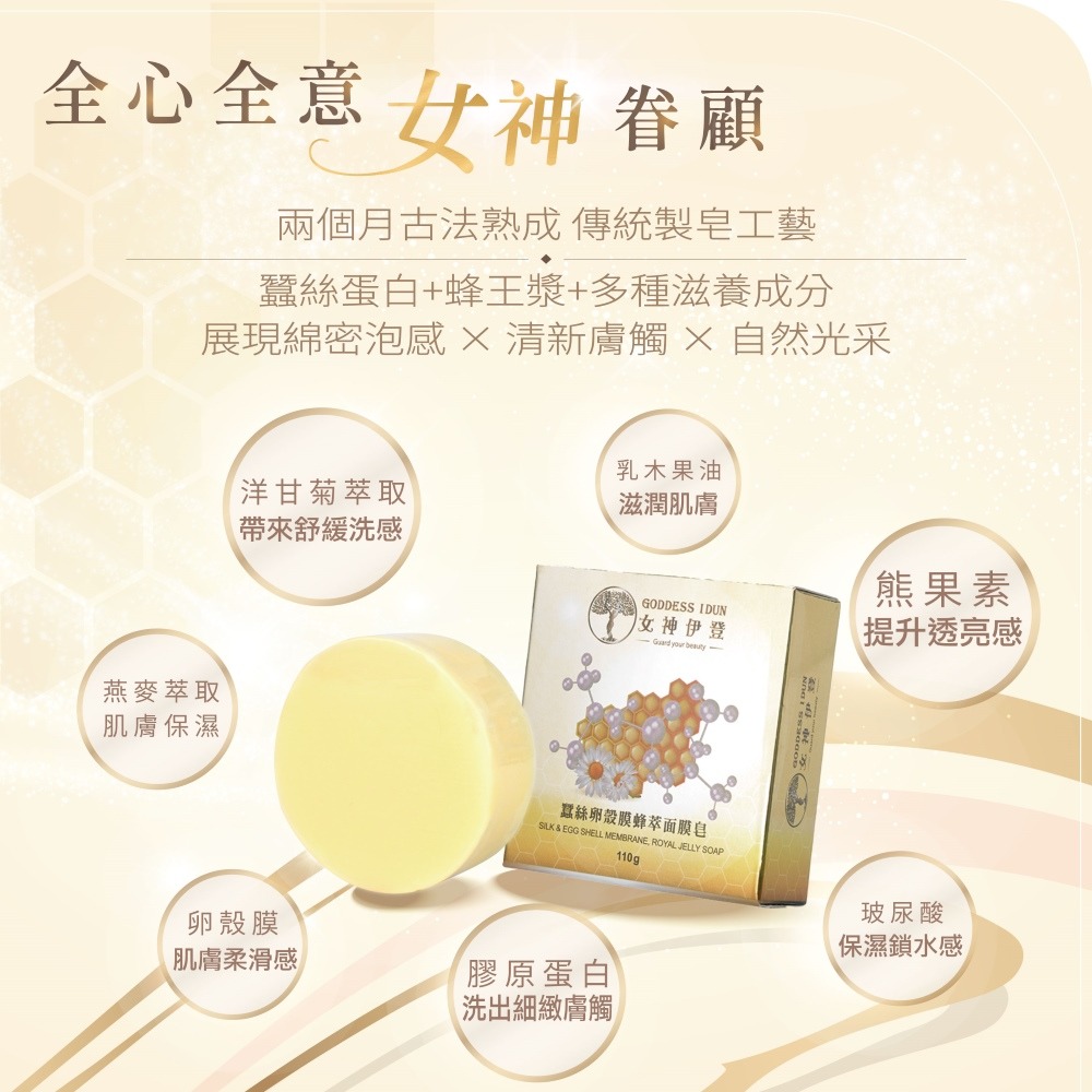 【女神伊登】蠶絲卵殼膜蜂萃面膜皂x5顆-細節圖6