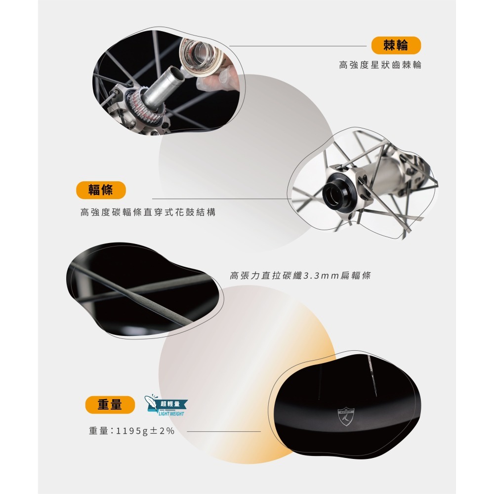 ~騎車趣~2025 KREX KC150碳纖維輪組 碟煞輪組 碳纖輻條 DISC 極輕量 碟煞公路車-細節圖3