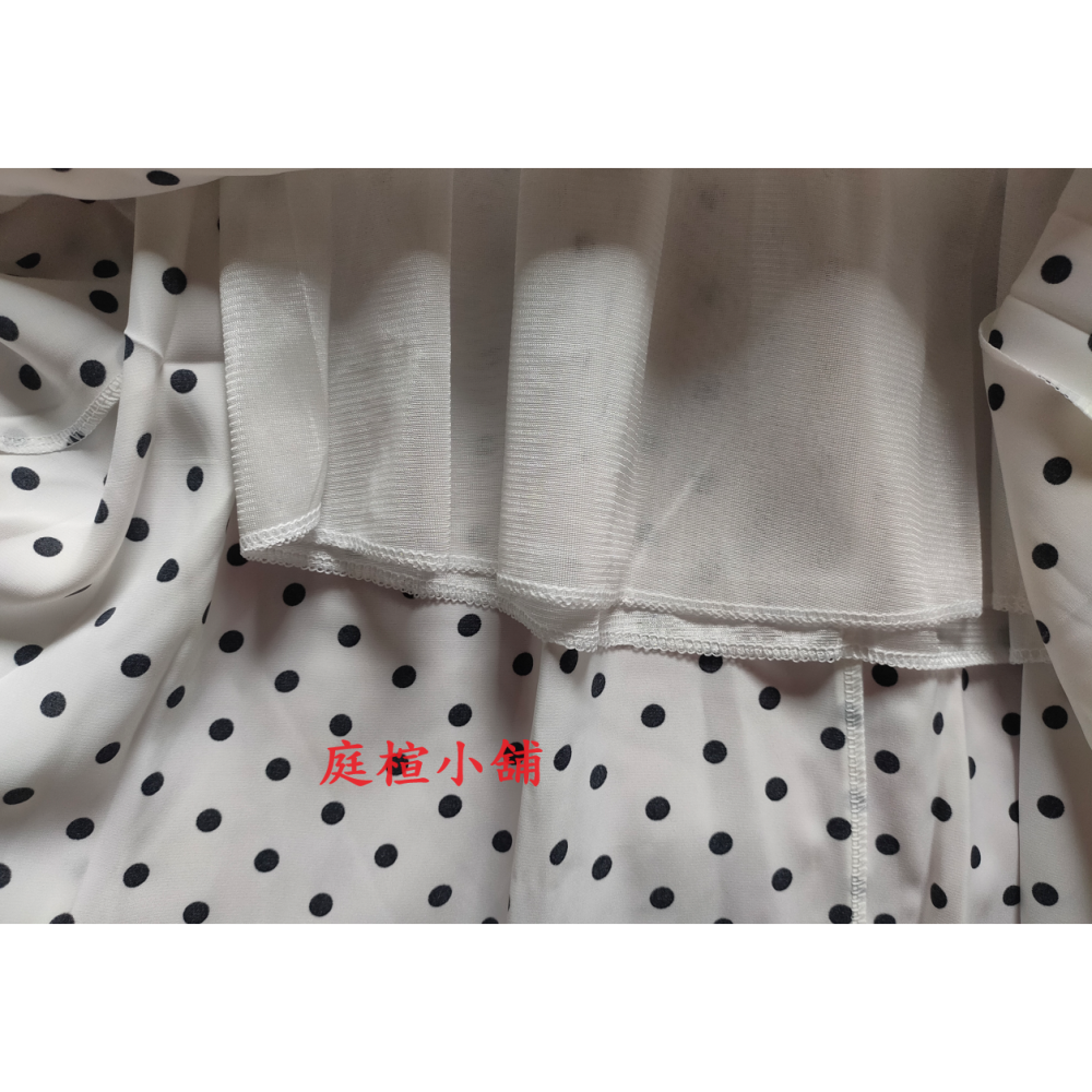 【庭楦小舖】長裙 高腰半身裙A 字裙印花雪纺裙鬆緊腰-細節圖3