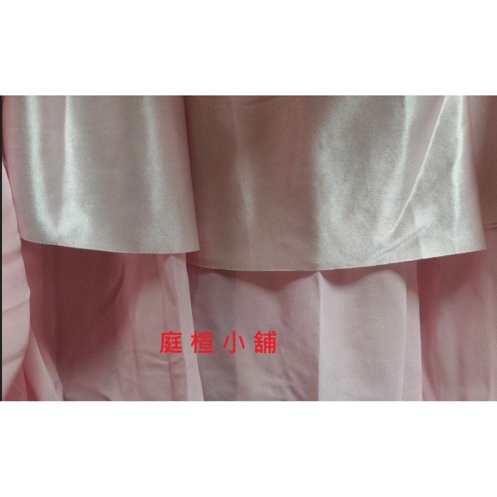 【庭楦小舖】長裙 高腰半身裙A 字裙 鬆緊腰  粉色雪紡半身裙-細節圖5