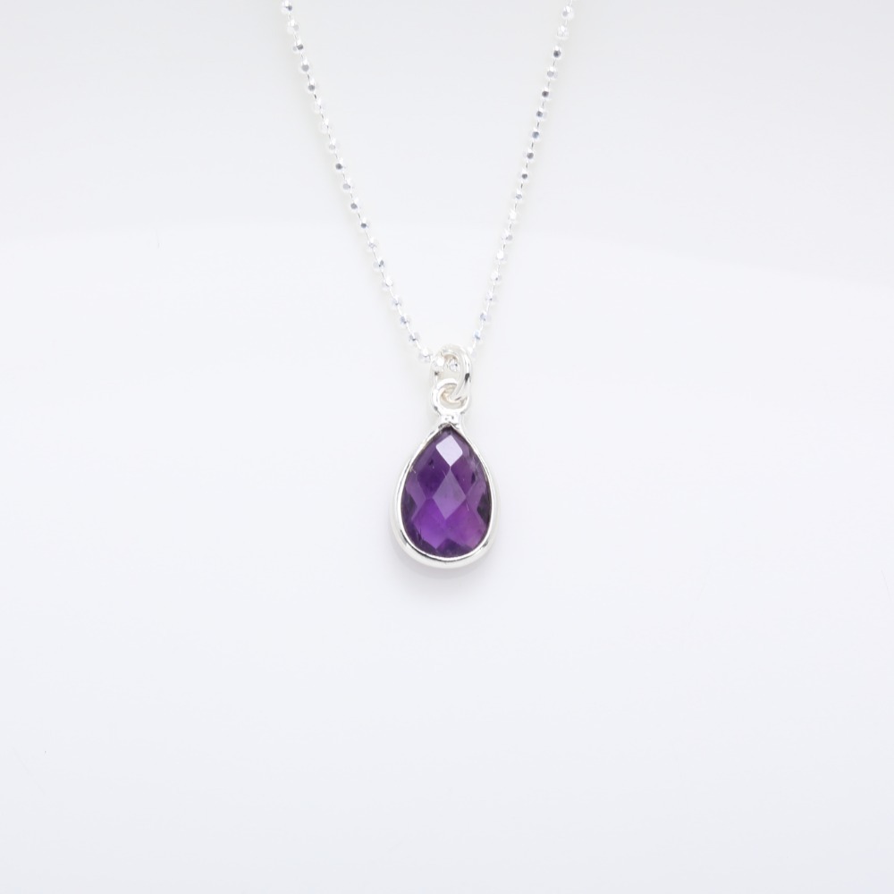 【Angel & Me】紫水晶 水滴 Amethyst s925 純銀 項鍊 生日禮物-細節圖5