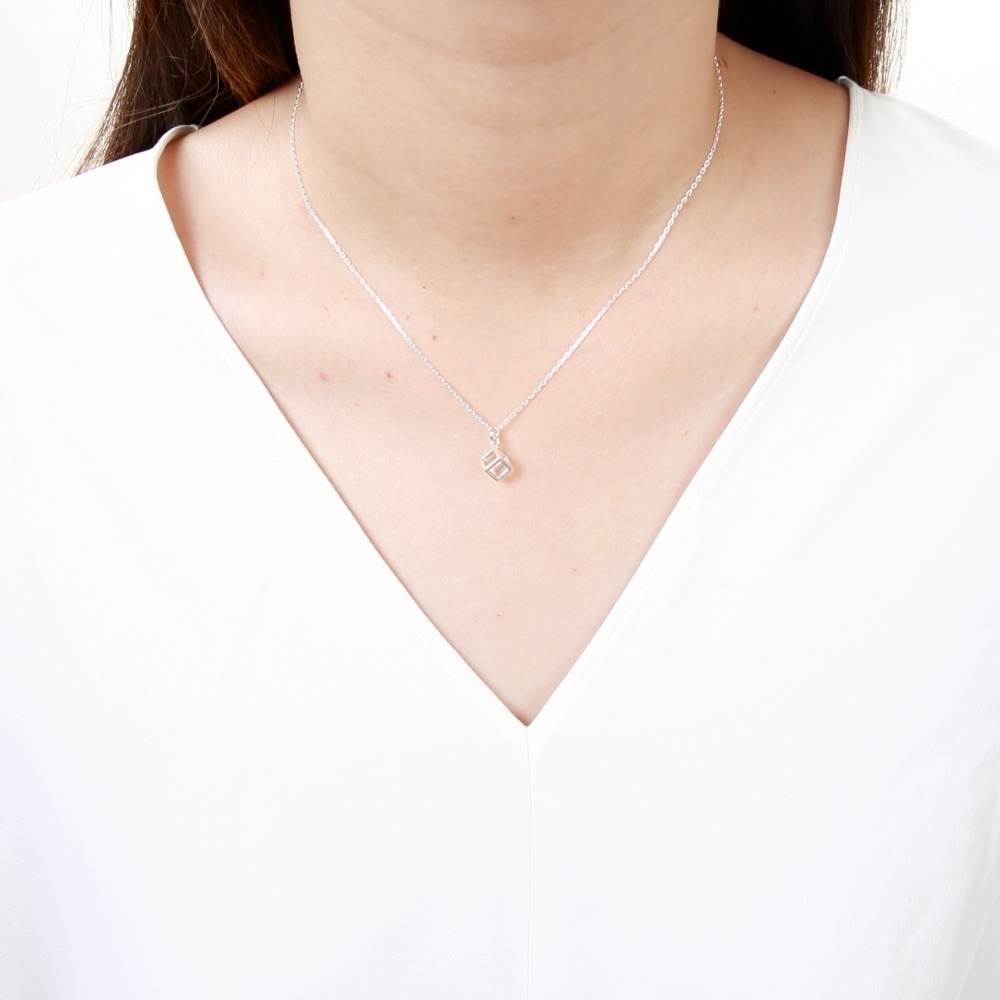 【Angel & Me】幾何 極簡 正立方體 Cube s925 純銀 項鍊 禮物-細節圖2