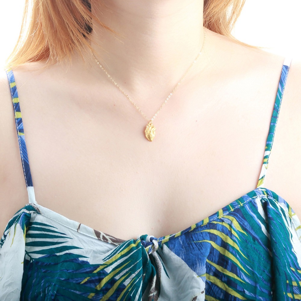 【Angel & Me】真心 掏心 愛心 心臟 s925 純銀厚鍍24k金 項鍊-細節圖2