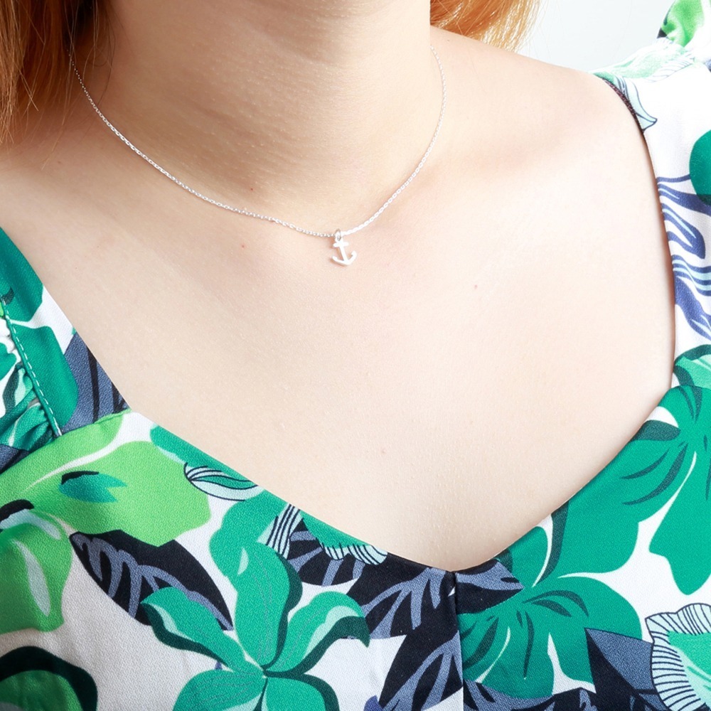 【Angel & Me】簡約 小 船錨 Anchor s925 純銀 項鍊 生日 禮盒-細節圖2