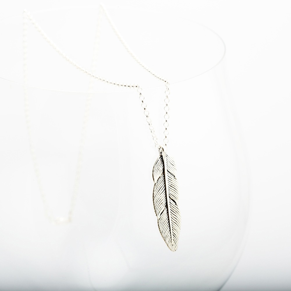 【Angel & Me】印地安 大羽毛 Feather 925 純銀 項鍊 生日 禮物-細節圖2