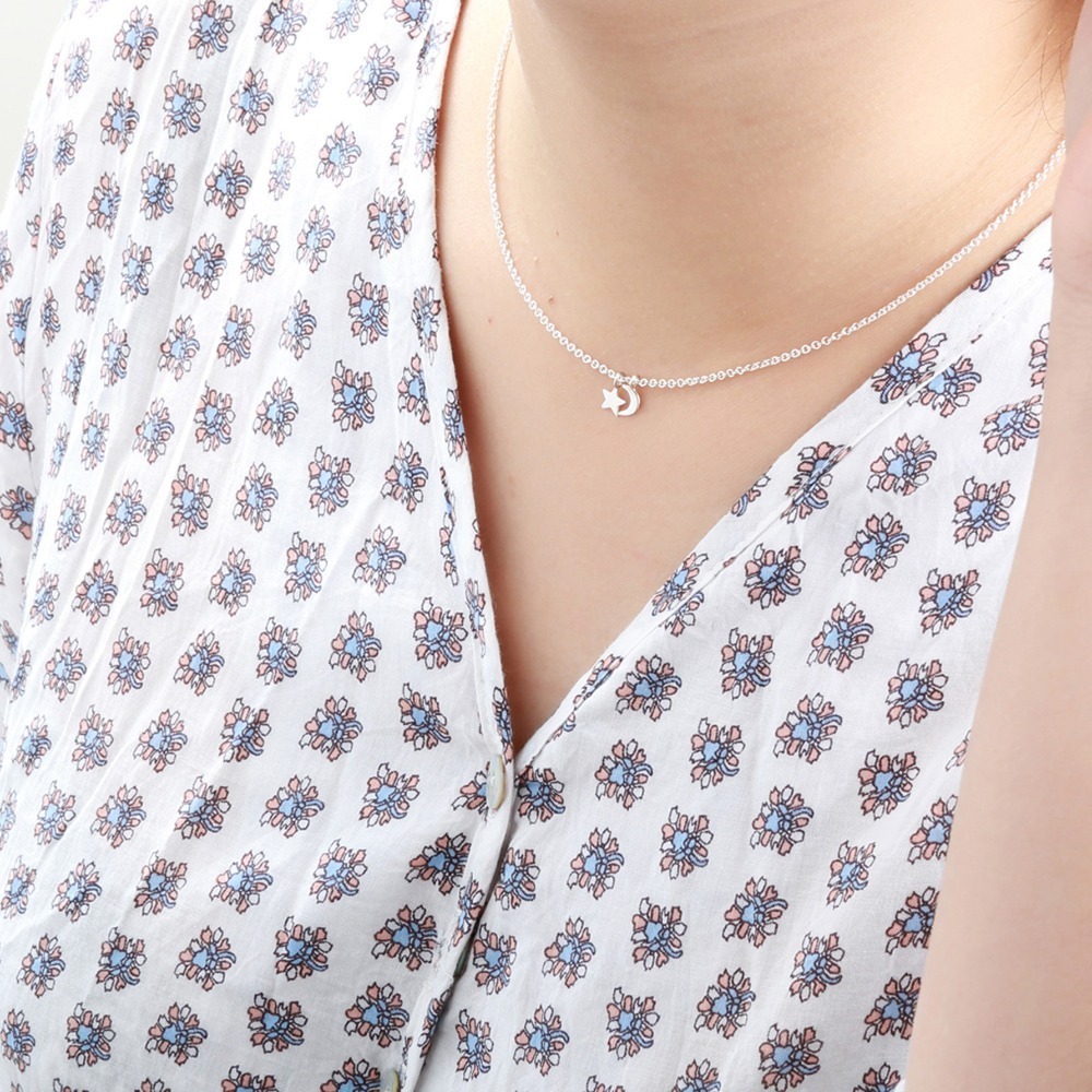 【Angel & Me】星月 星星 月亮 s925 純銀 項鍊 生日 情人節 禮物-細節圖2