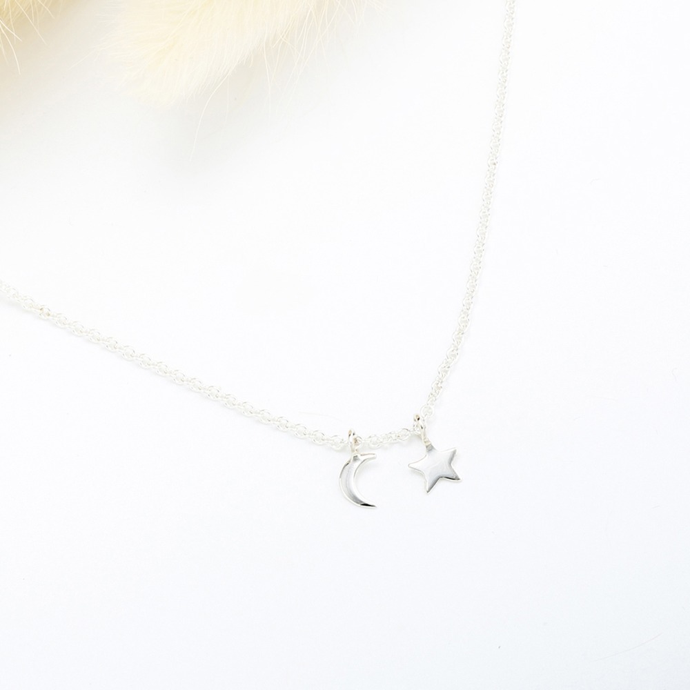 【Angel & Me】星月 星星 月亮 s925 純銀 項鍊 生日 情人節 禮物-細節圖3