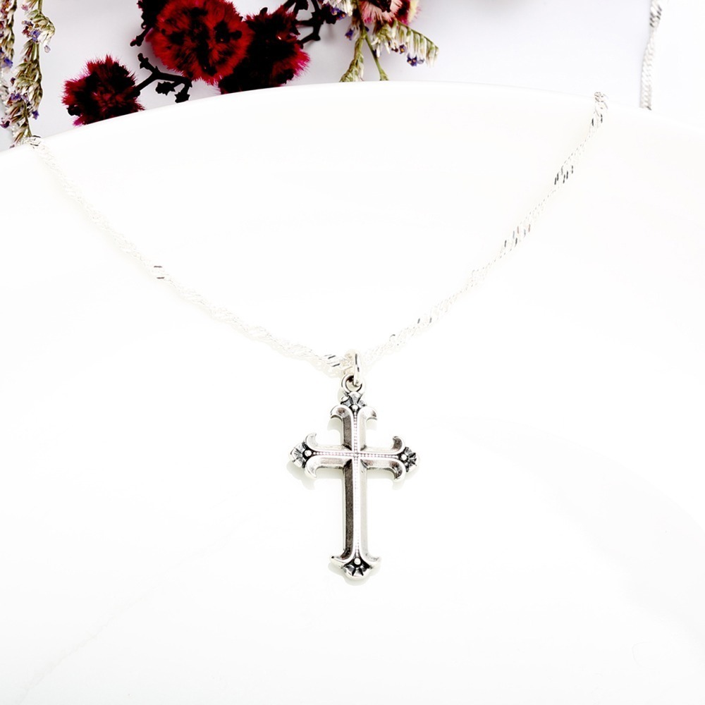 【Angel & Me】鳶尾花 十字架 s925 純銀 項鍊 生日 聖誕節 禮盒-細節圖3