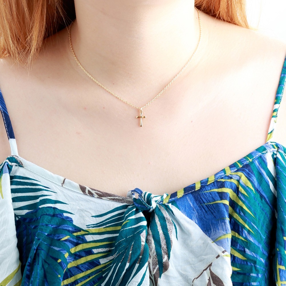 【Angel & Me】14KGF 包金 水滴 十字架項鍊 生日 情人節禮物-細節圖2