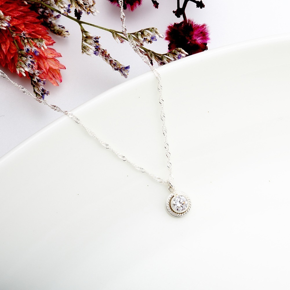 【Angel & Me】氣質 麻花 單鑽 八心八箭 s925 純銀項鍊 生日禮物-細節圖3