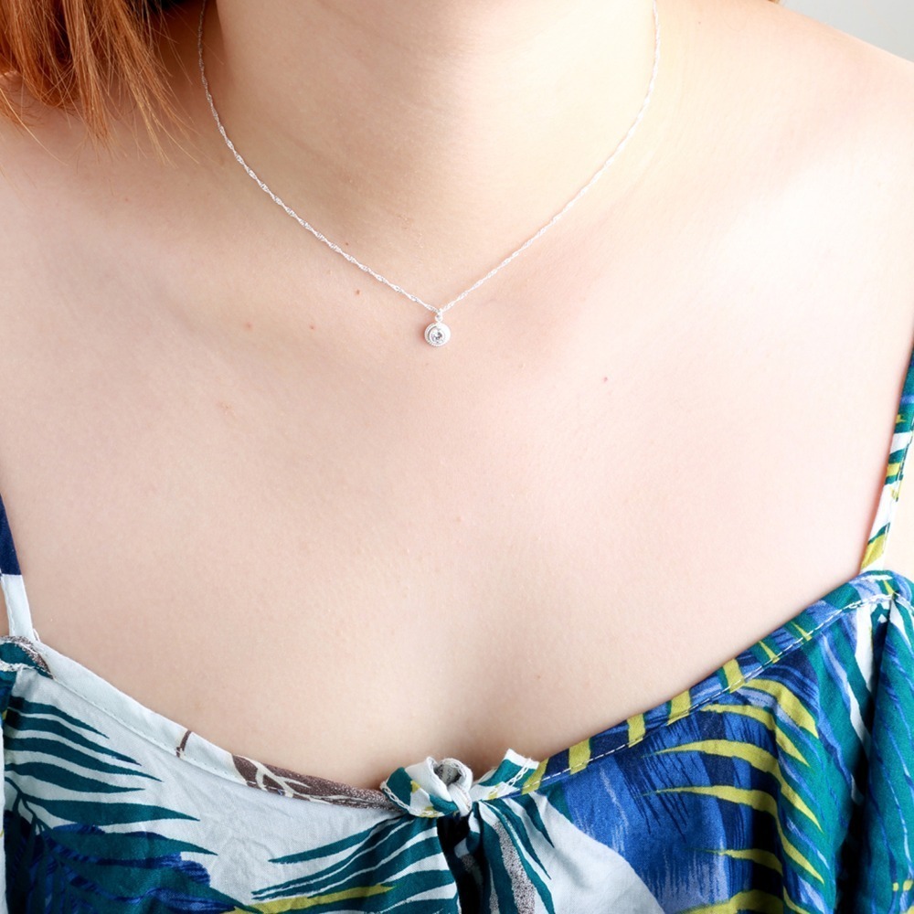 【Angel & Me】氣質 麻花 單鑽 八心八箭 s925 純銀項鍊 生日禮物-細節圖4