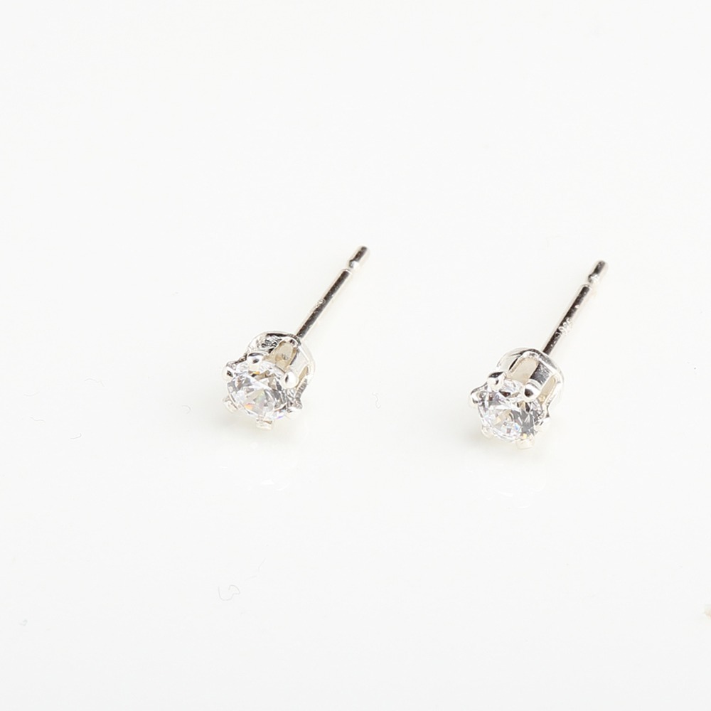 【Angel & Me】迷你 皇冠 3mm 瑞士單鑽 鑽石 s925 純銀耳環 耳夾-細節圖2