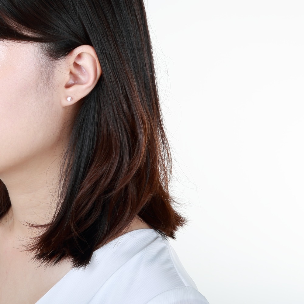 【Angel & Me】迷你 皇冠 3mm 瑞士單鑽 鑽石 s925 純銀耳環 耳夾-細節圖3