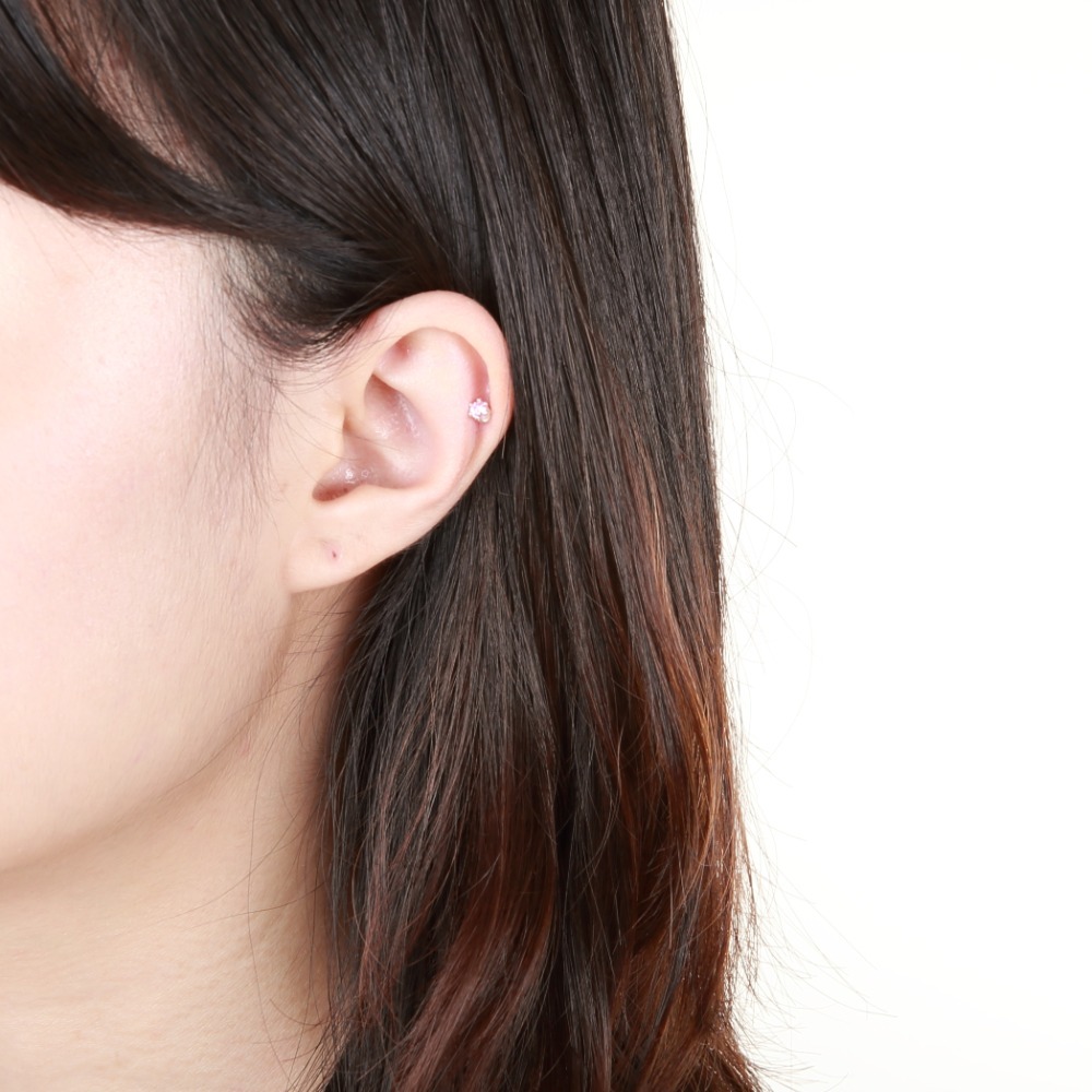【Angel & Me】迷你 皇冠 3mm 瑞士單鑽 鑽石 s925 純銀耳環 耳夾-細節圖4