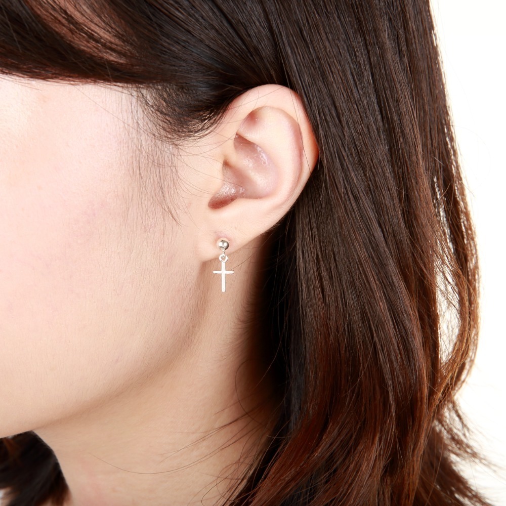【Angel & Me】十字架 一對 s925 純銀 耳環 耳夾 基督 福音 禮物-細節圖2
