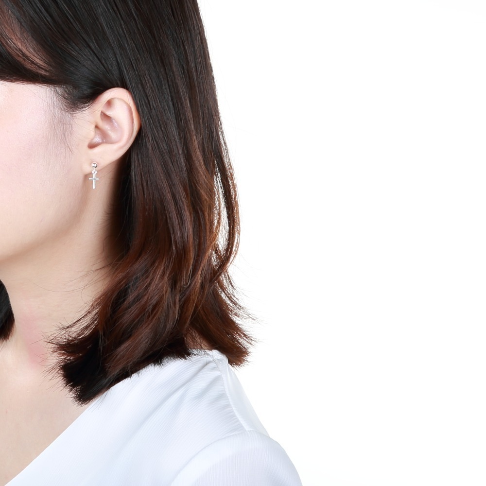 【Angel & Me】十字架 一對 s925 純銀 耳環 耳夾 基督 福音 禮物-細節圖3