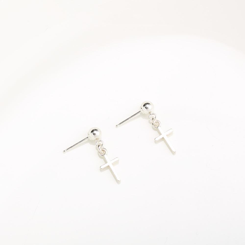 【Angel & Me】十字架 一對 s925 純銀 耳環 耳夾 基督 福音 禮物-細節圖4