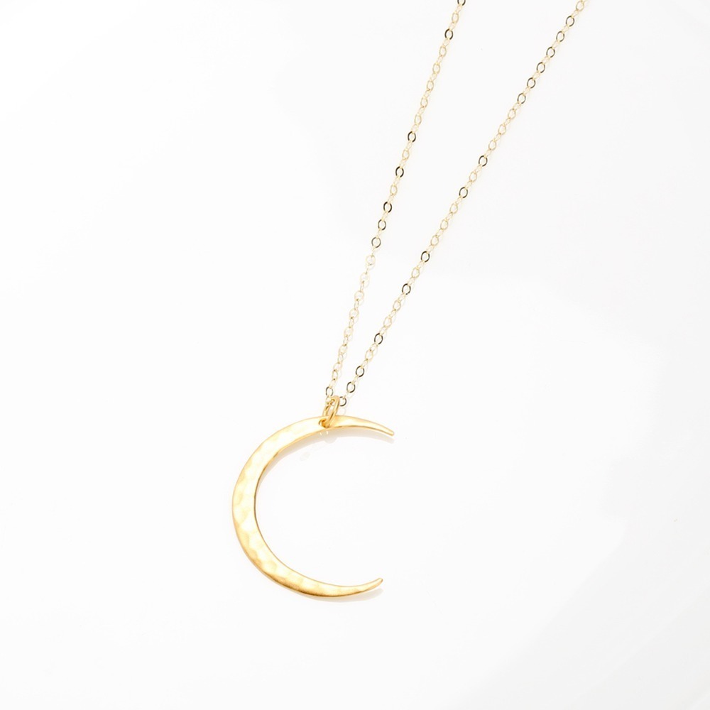 【Angel & Me】鍛敲 金色 月亮 月牙 s925 純銀 厚鍍24k純金 項鍊-細節圖3