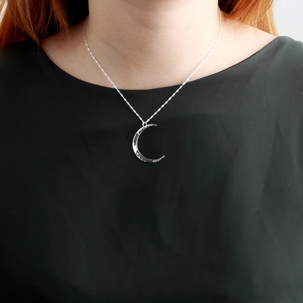 【Angel & Me】鍛敲 月光 月牙 月亮 s925 純銀 項鍊 情人節 禮物-細節圖2