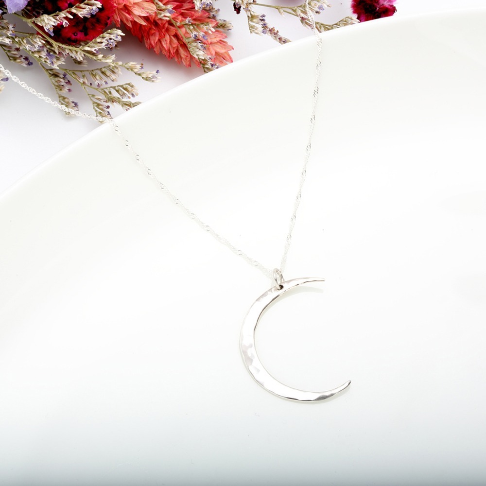 【Angel & Me】鍛敲 月光 月牙 月亮 s925 純銀 項鍊 情人節 禮物-細節圖3